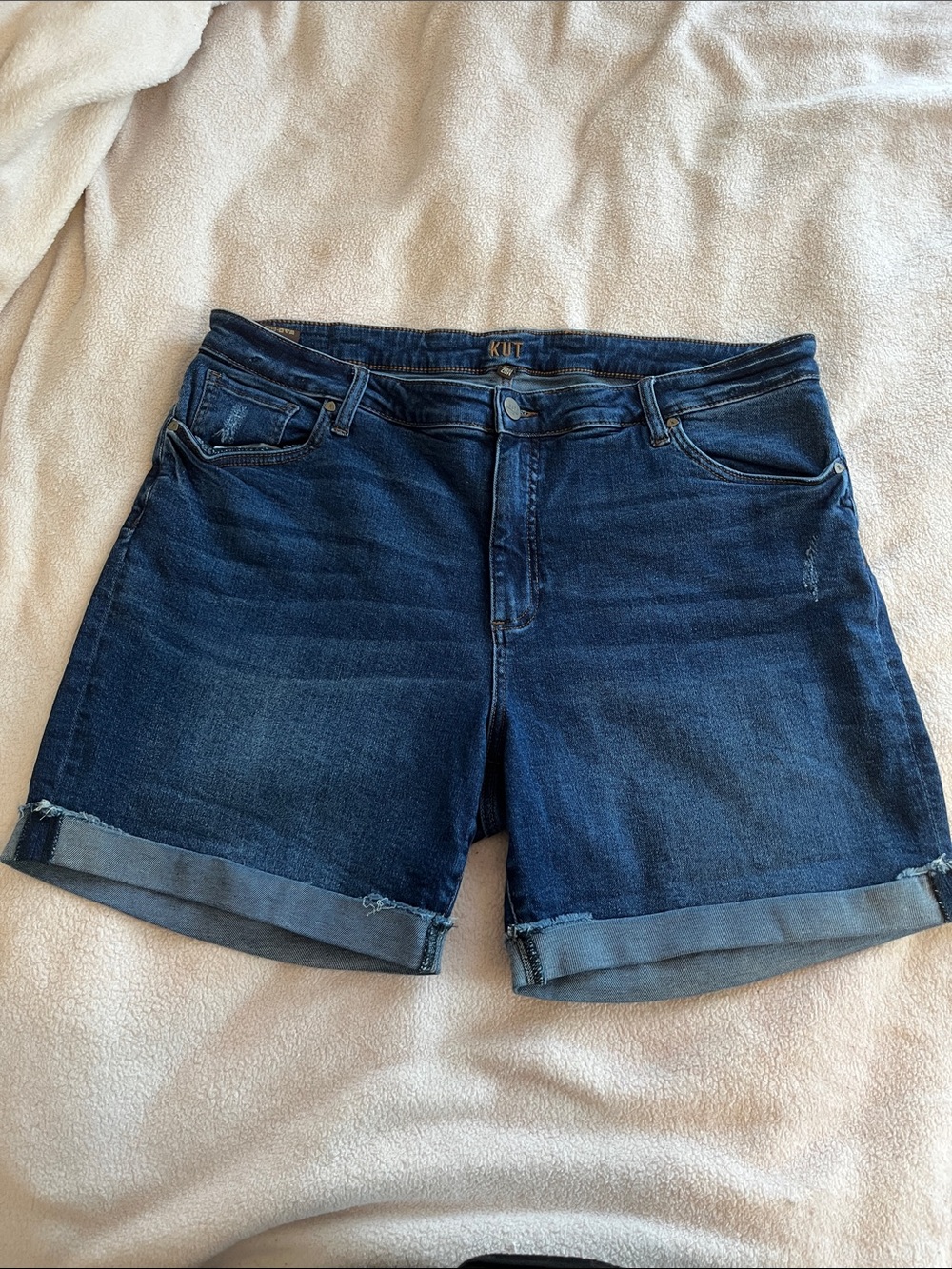 Kut from the Kloth Dark Blue Denim Roll-Cuff Shorts